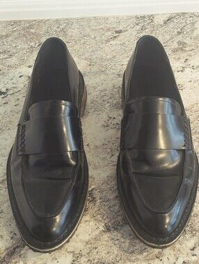 Clarks Black Leather Slip-On Penny Loafers